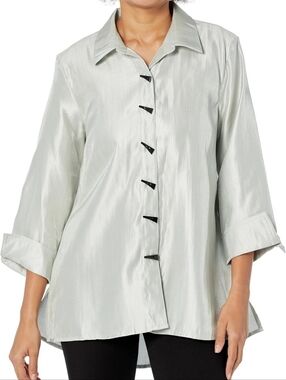 Multiples Silver Button-Front Tunic Blouse